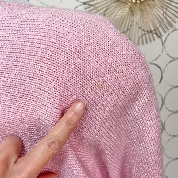 VTG Jaclyn Smith Womens Knit Sweater M Pastel Pink Beaded Coquette Floral Dainty - Picture 14 of 16